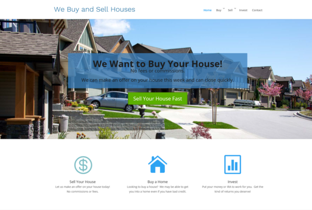 home page example of a real estate investor websites